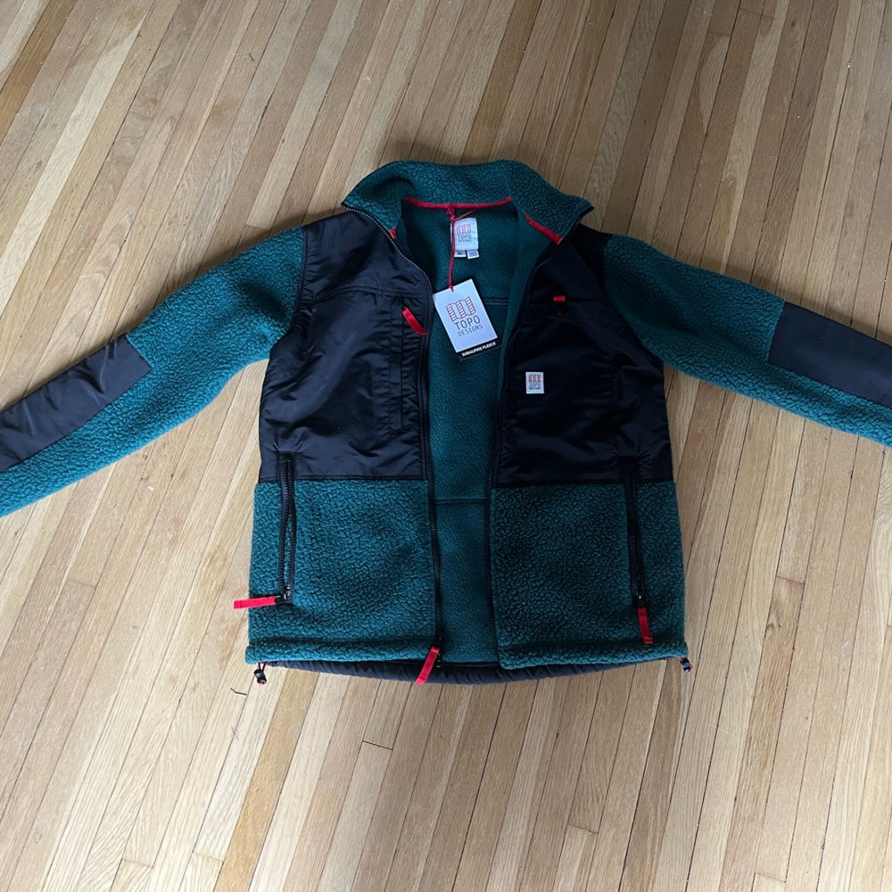 Topo Designs Subalpine Fleece Green and Black Jacket Men’s Medium